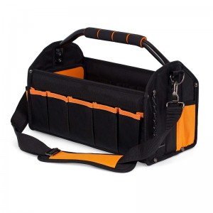 Tool Bag Electricians Canvas Heavy Duty Multifunctional Tool Bag,Molded Waterproof Base with Multifunctional Pockets and Belt Loops, Padded Handle, Adjustable Shoulder Strap