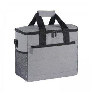 16L 容量灰色绝缘午餐盒冷藏袋带肩带，适用于海滩、野餐、公园