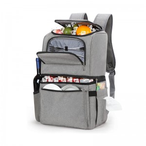 28 Cans Leak Proof Soft Lunch Bag Double Decker Cooler Compartment Lightweight Insulated Waterproof Cooler Backpack