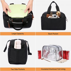 Insulated Lunch Bag for Women Reusable Cooler Tote with Adjustable Shoulder Strap