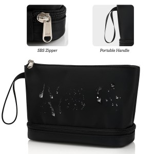 Makeup Bag for Purse, Ethereal Small Makeup Organizer Bag Travel Makeup Bag for Women Daily Double Layer Cosmetic Bag Portable Makeup Brush Bags