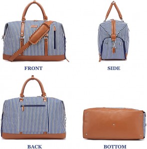 Canvas Weekender Bag, Womens Overnight Bag Carryon Weekend Travel Duffel Tote with Shoe Compartment with Toiletry Bag Flight Approved
