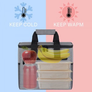 Graue isolierte Lunchbox-Kühltasche mit 16 l Fassungsvermögen und Schultergurt für Strand, Picknick, Park
