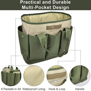 Garden Tool Bag, Canvas Heavy-duty Garden Tote With Pockets Large Organizer Bag Carrier Gardening Storage Tote for women Men Garden Plant Tool Set Store Content Bag