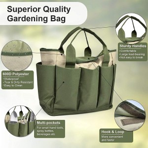 Garden Tool Bag, Canvas Heavy-duty Garden Tote With Pockets Large Organizer Bag Carrier Gardening Storage Tote for women Men Garden Plant Tool Set Store Content Bag