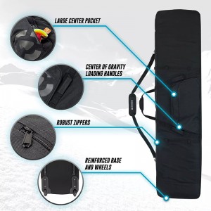 High Quality OEM Accept Rolling Double Ski Bag Travel Bag cross country ski bag with wheels with 5 Storage Compartments