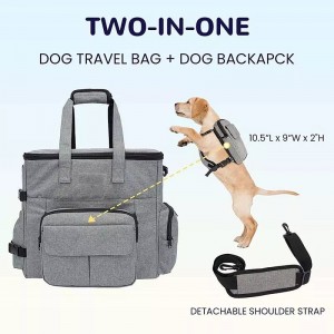 custom pet traveling organizer bag outdoor luxury dogs travel tote bags for dog, 2 collapsible dog bowls, 2 travel dog food bags