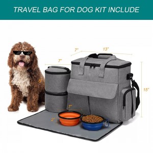 Dog Travel Bag Airline Approved Organizer for Pet Supplies with Multi-Function Pockets Weekend Pet Travel Set for Dog and Cat
