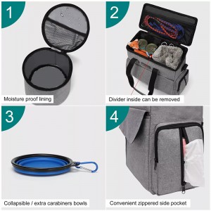 Dog Travel Bag Airline Approved Organizer for Pet Supplies with Multi-Function Pockets Weekend Pet Travel Set for Dog and Cat